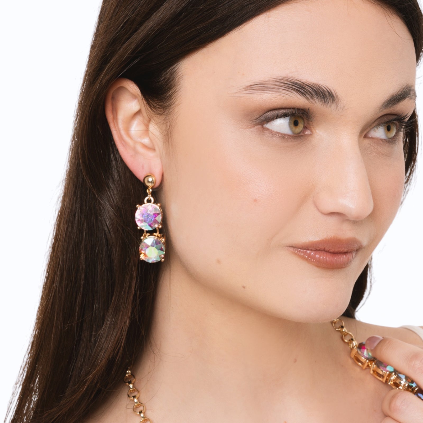 Orecchini pendenti con pietre in vetro crystal - Mya Accessories