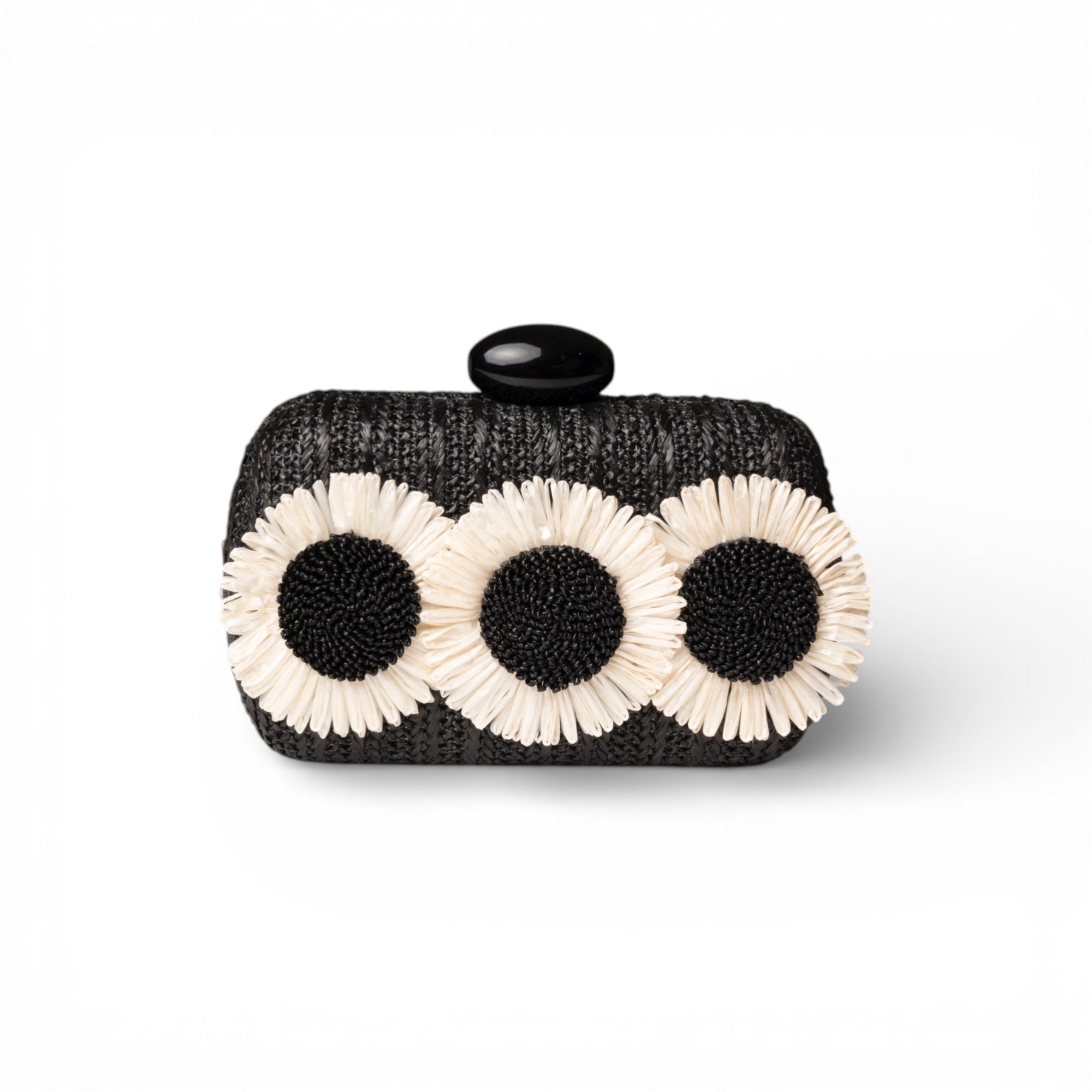 Borsa clutch nera con tre fiori a rilievo - Mya Accessories