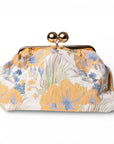 Borsa clutch morbida con motivo floreale arancio e celeste - Mya Accessories
