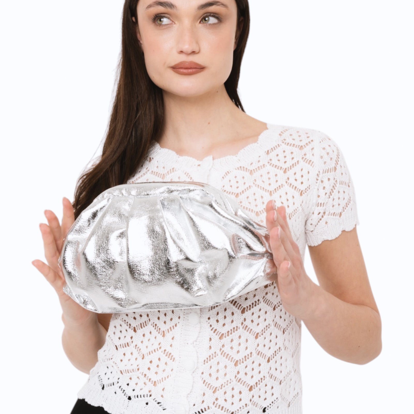 Borsa pochette morbida colore argento - Mya Accessories