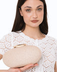 Borsa clutch ovale con finitura glitter oro - Mya Accessories