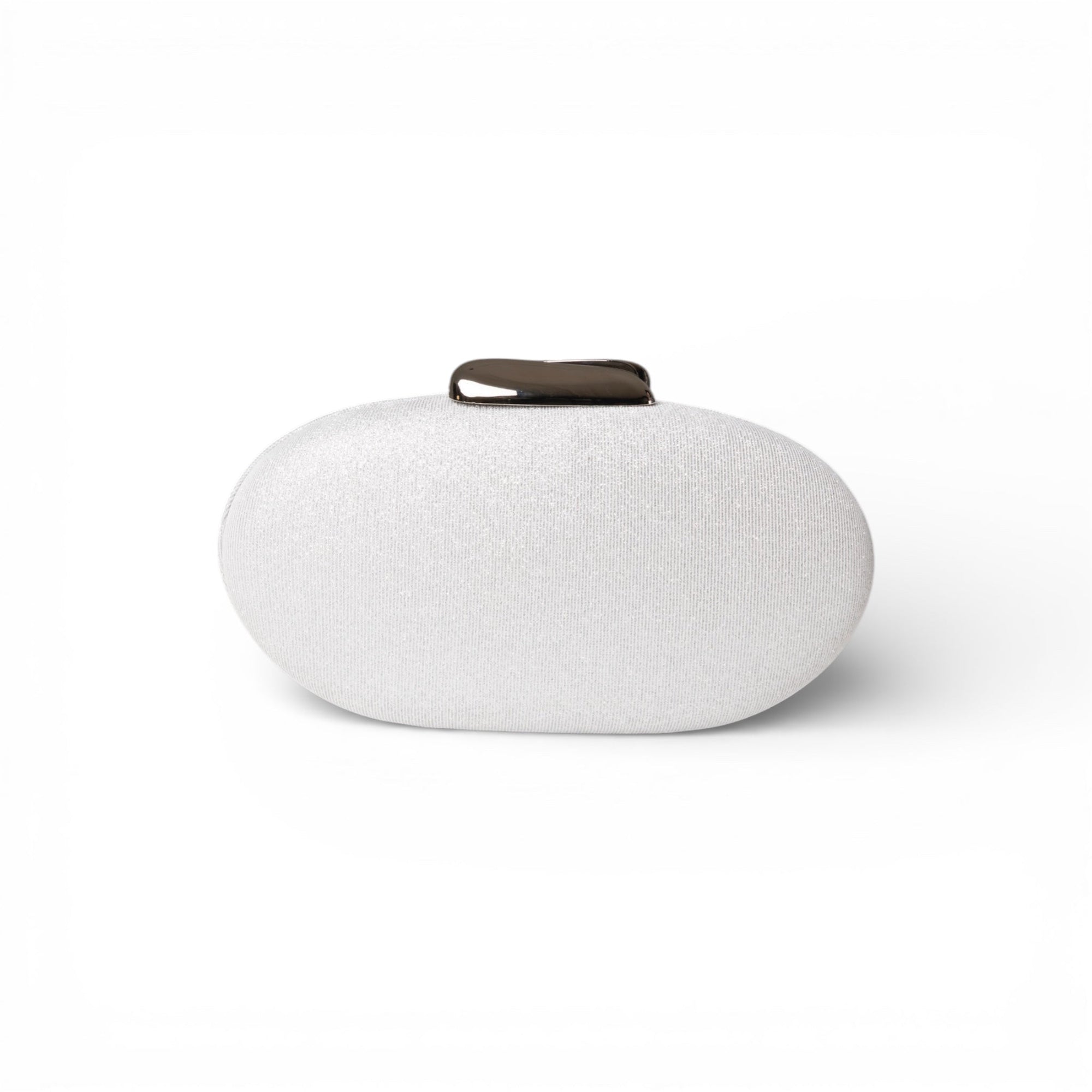 Borsa clutch ovale con finitura glitter argento - Mya Accessories