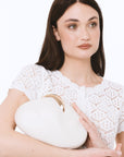 Borsa clutch con struttura ovale bianca - Mya Accessories