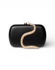 Borsa clutch nera con dettaglio a serpente in metallo - Mya Accessories