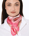Foulard in seta con stampa a tazzine da caffè tono rosa - Mya Accessories