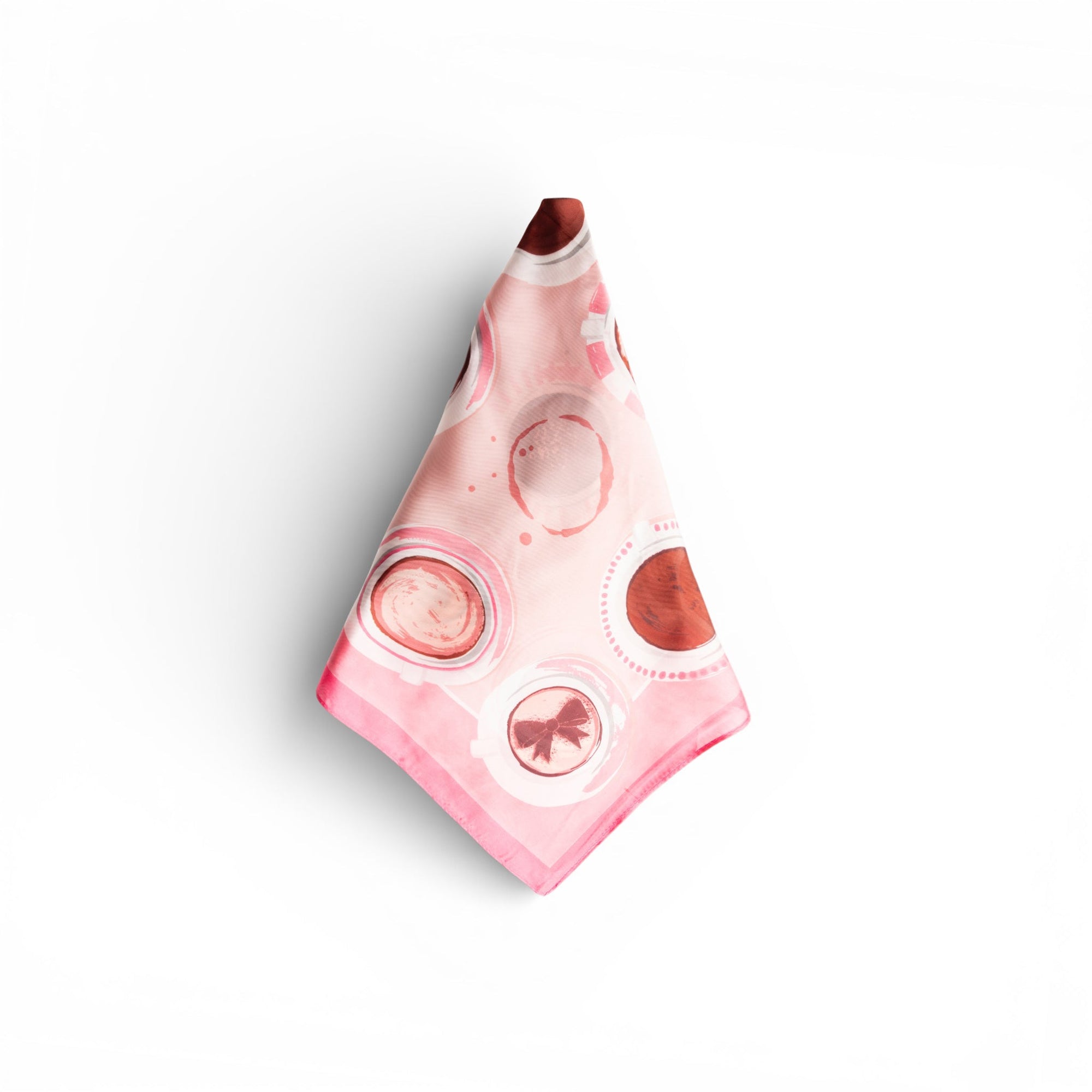 Foulard in seta con stampa a tazzine da caffè tono rosa - Mya Accessories