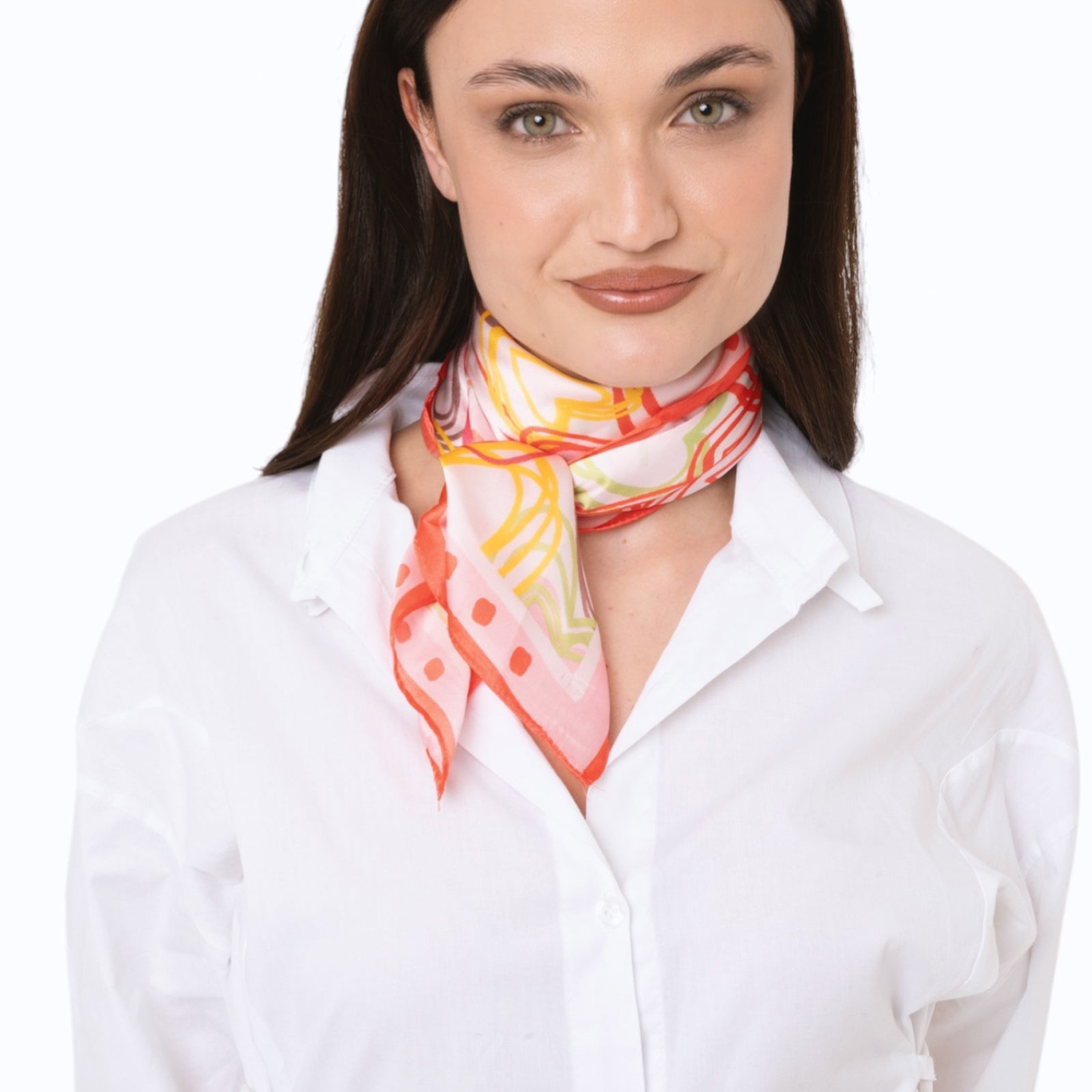 Foulard in seta con stampa a cuori tono rosa - Mya Accessories