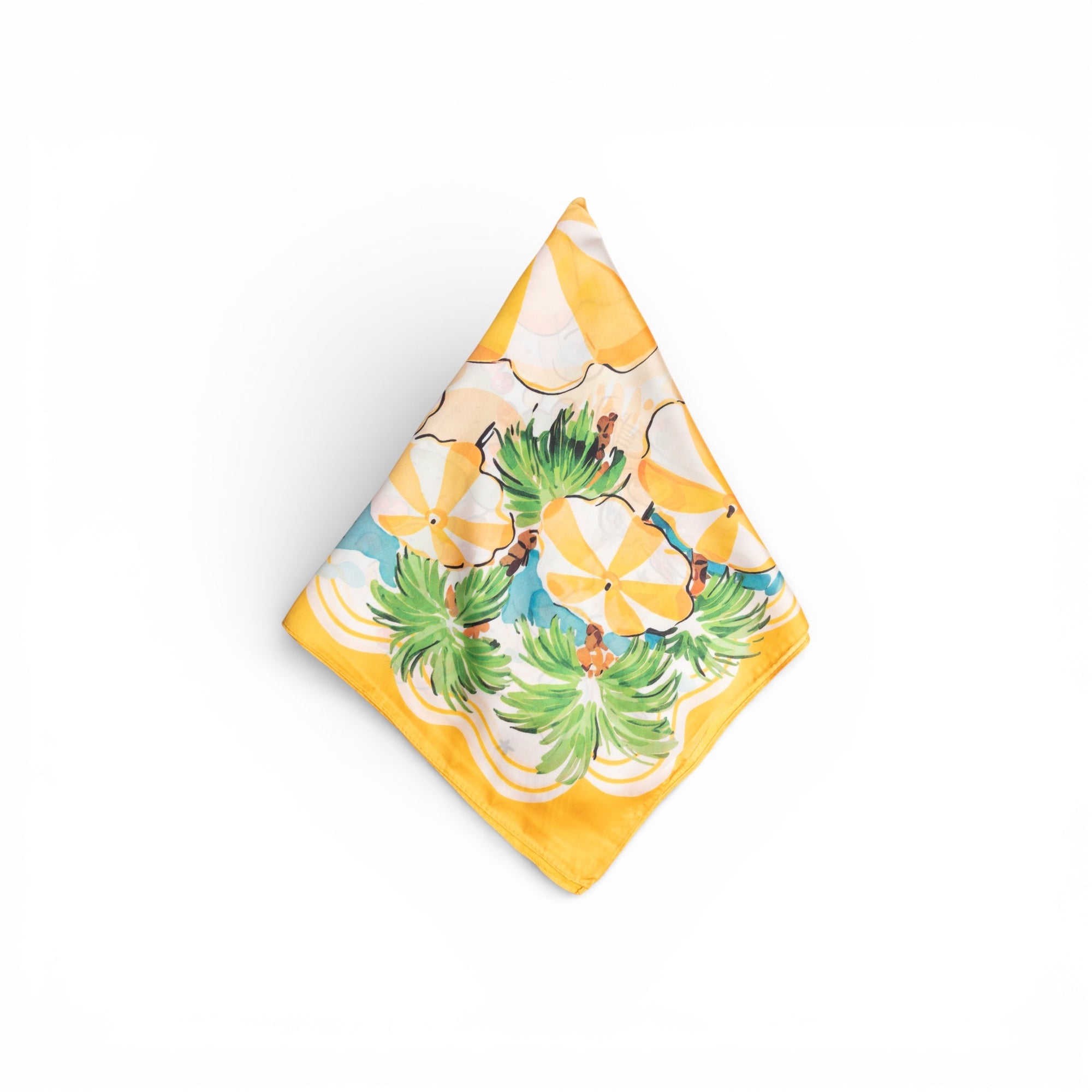 Foulard in seta con motivo estivo tono giallo - Mya Accessories