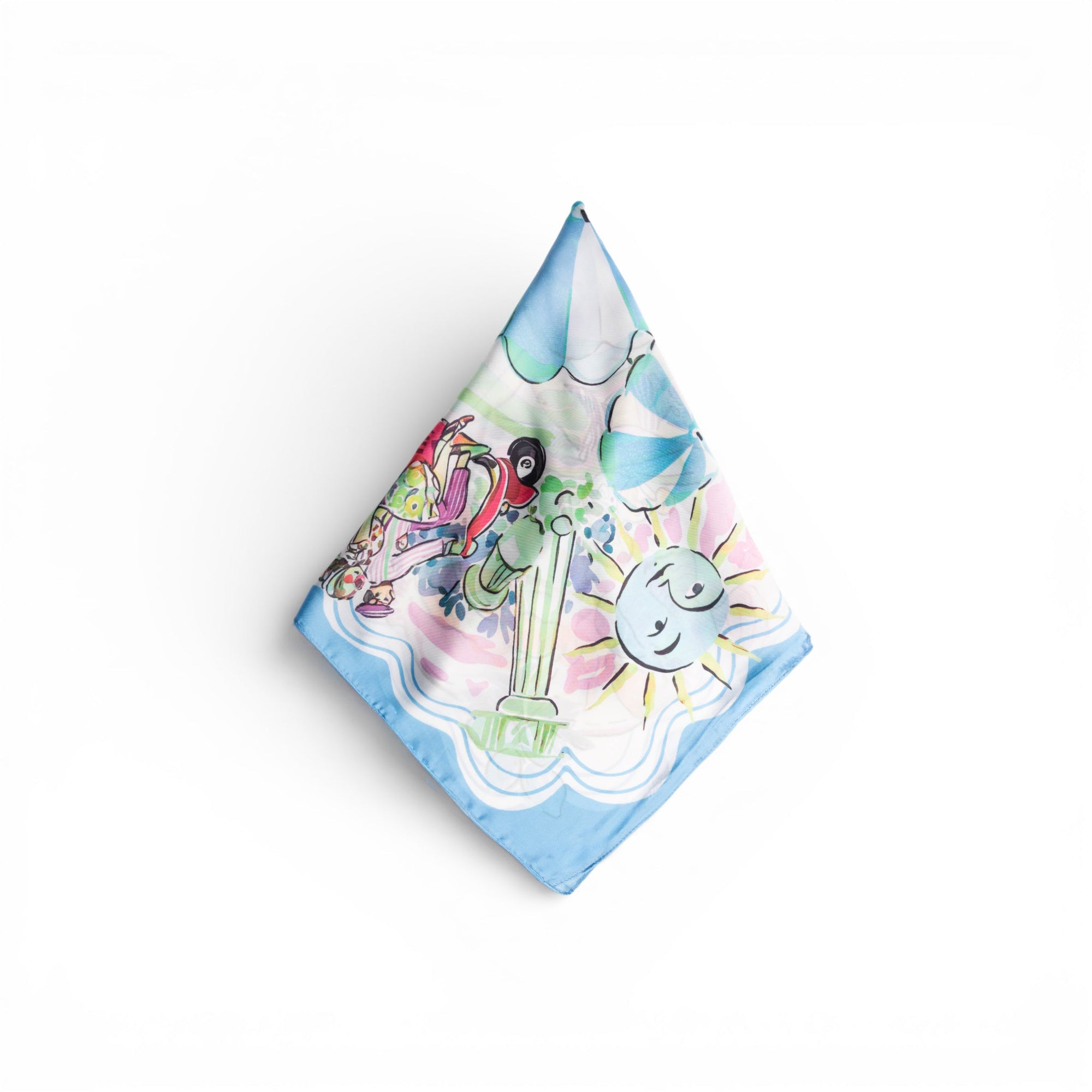 Foulard in seta con motivo estivo tono azzurro - Mya Accessories