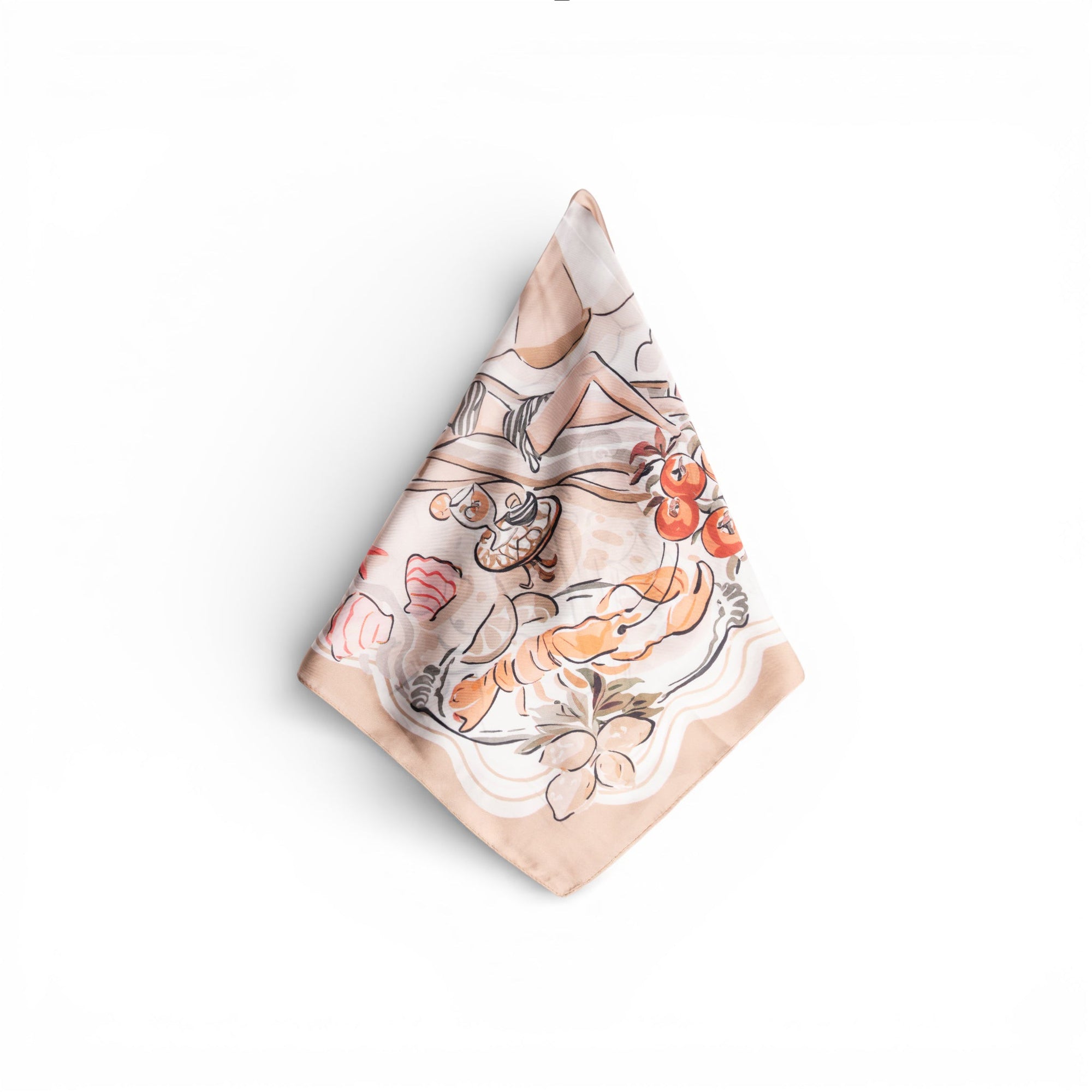 Foulard in seta con motivo estivo tono beige - Mya Accessories