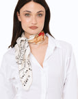 Foulard in seta beige con stampa ad orsacchiotto - Mya Accessories