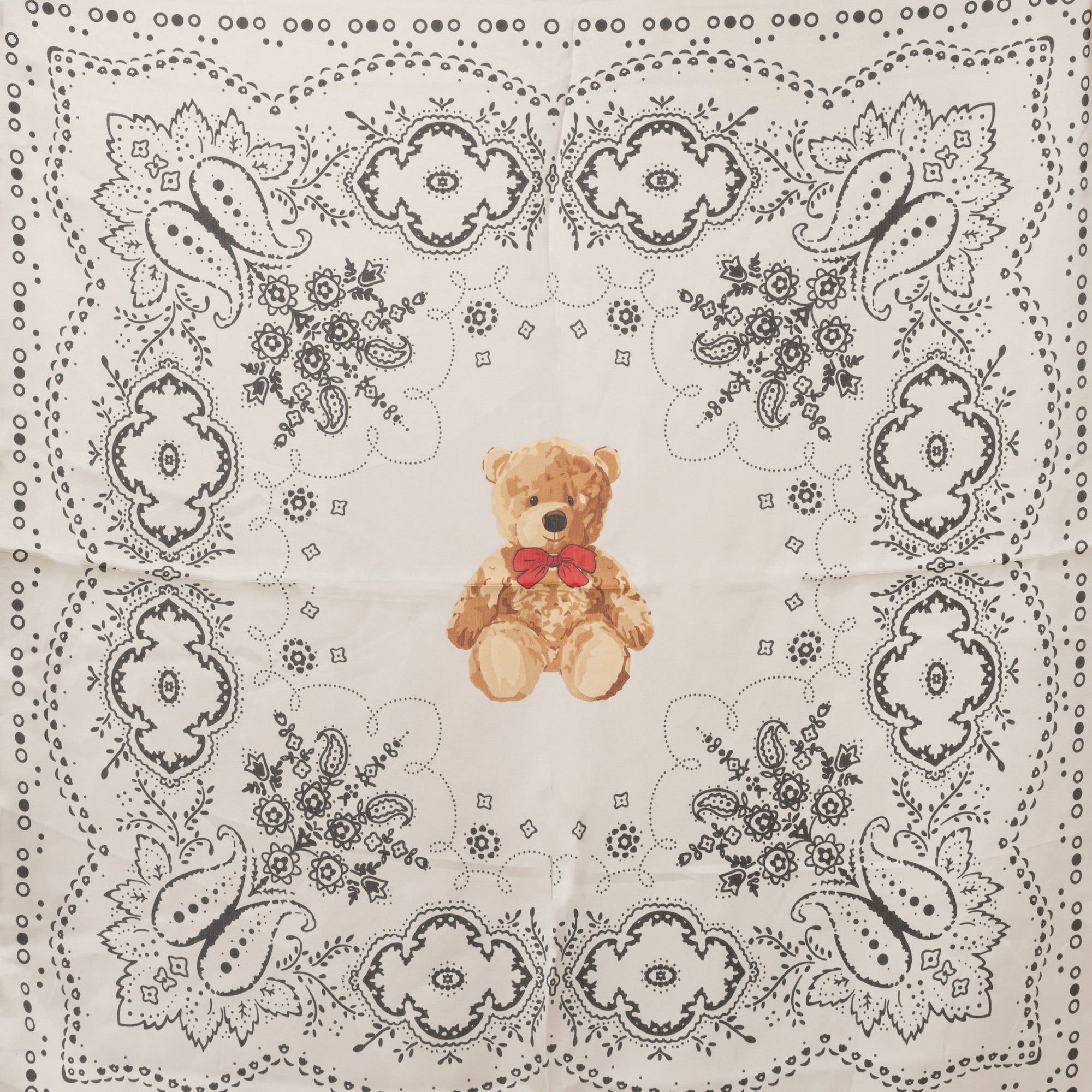 Foulard in seta tortora con stampa ad orsacchiotto - Mya Accessories