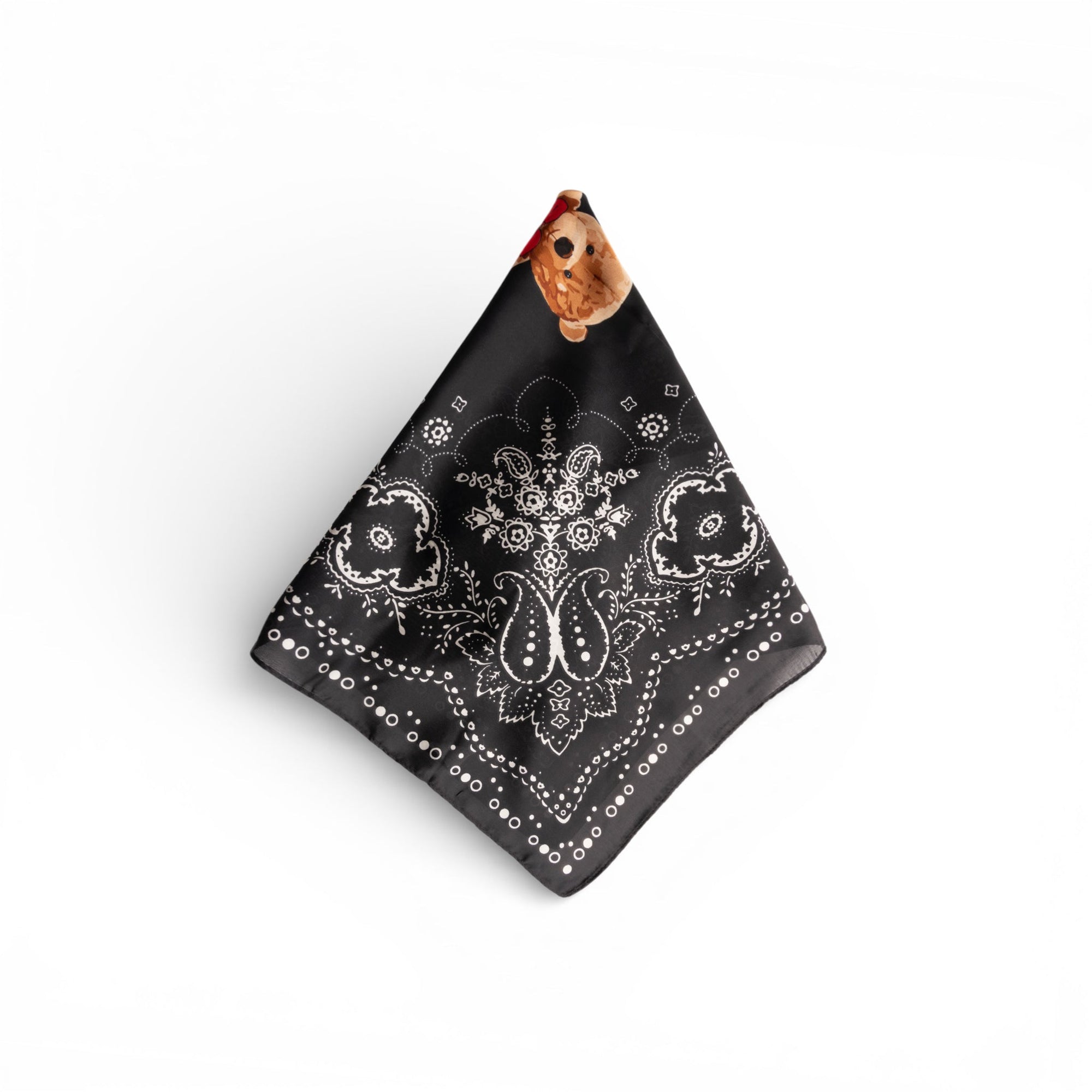 Foulard in seta nero con stampa ad orsacchiotto - Mya Accessories