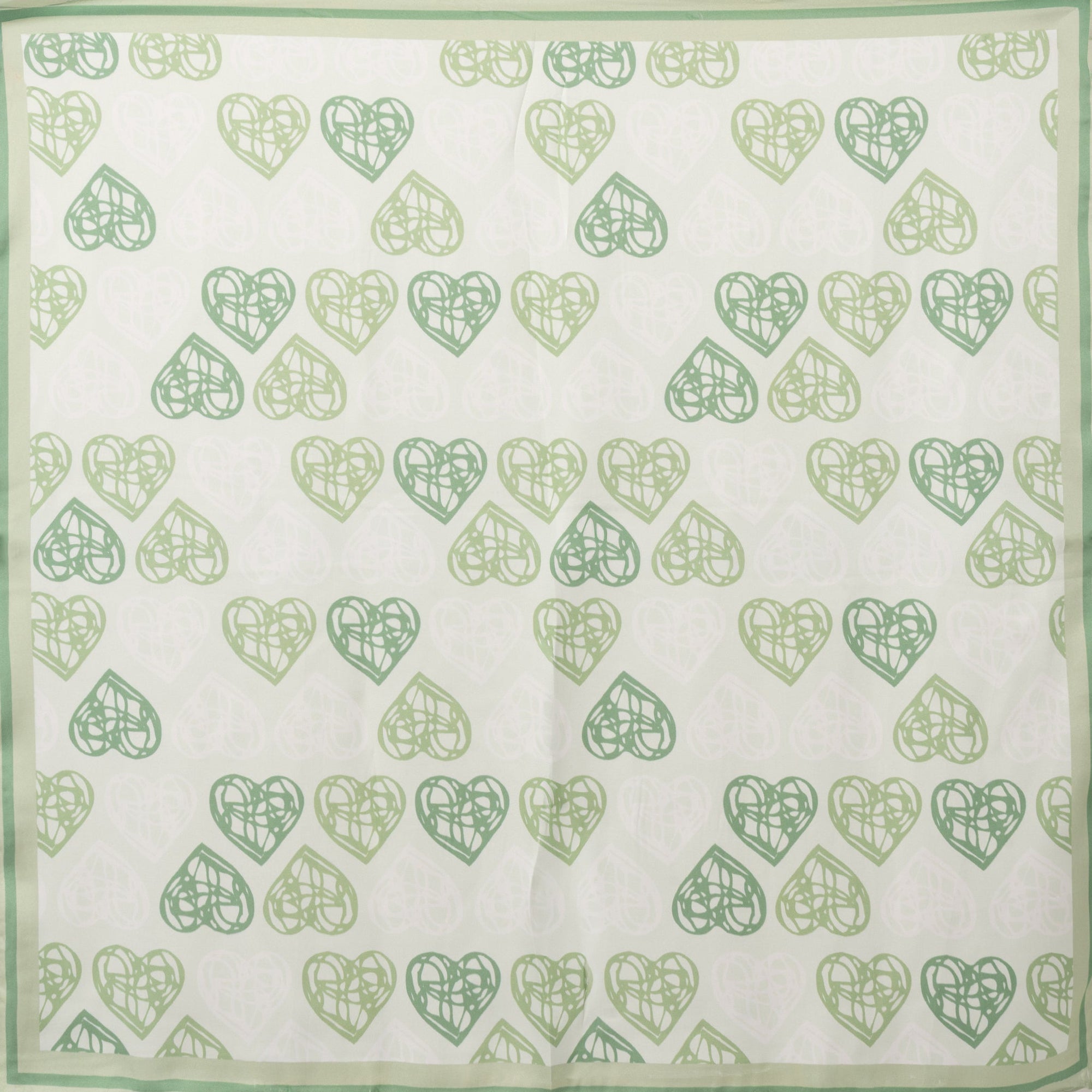 Foulard in seta con stampa a cuori tono verde - Mya Accessories