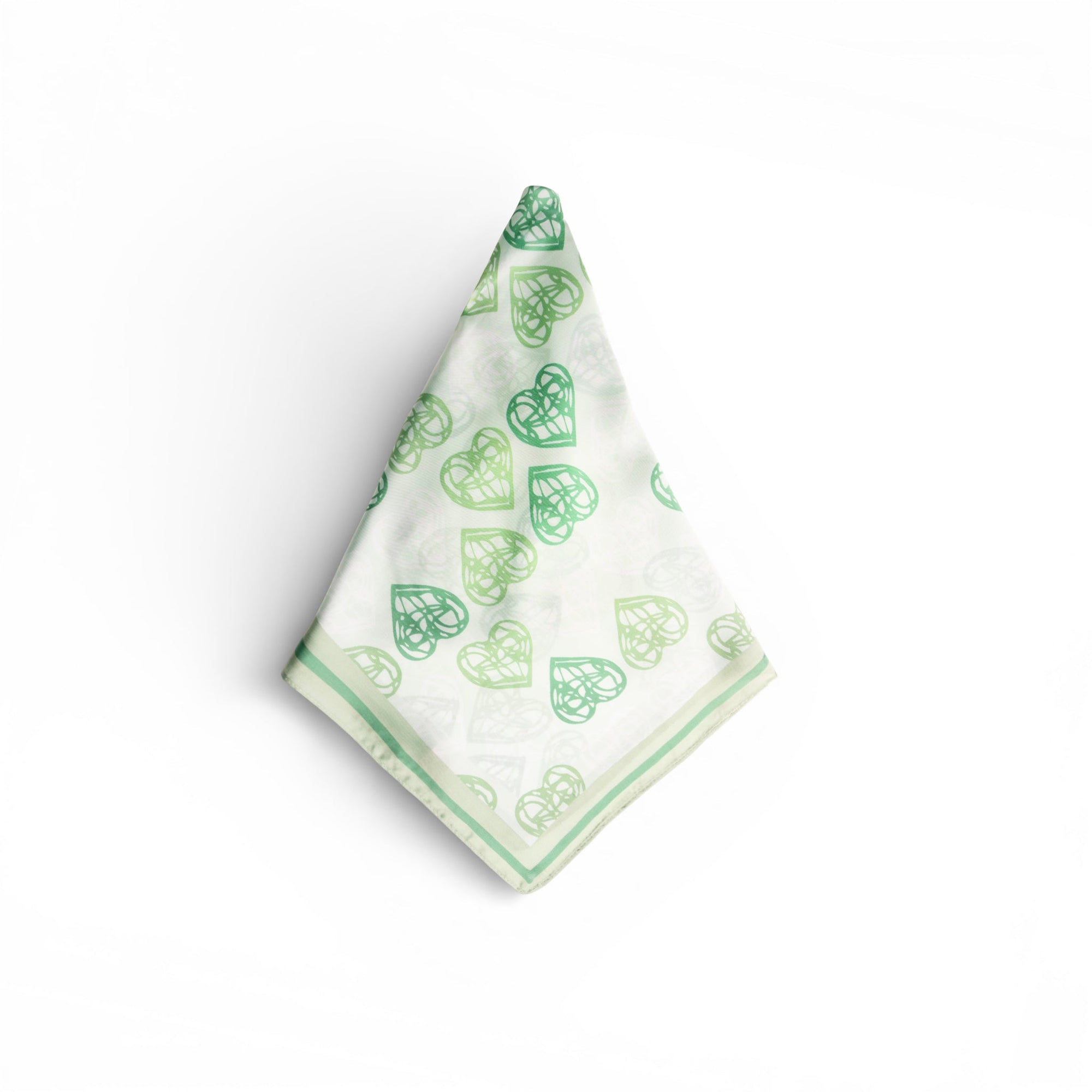 Foulard in seta con stampa a cuori tono verde - Mya Accessories