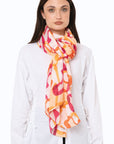 Sciarpa in cotone con stampa tono arancio e fucsia - Mya Accessories