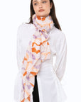 Sciarpa in cotone con stampa tono viola ed arancio - Mya Accessories