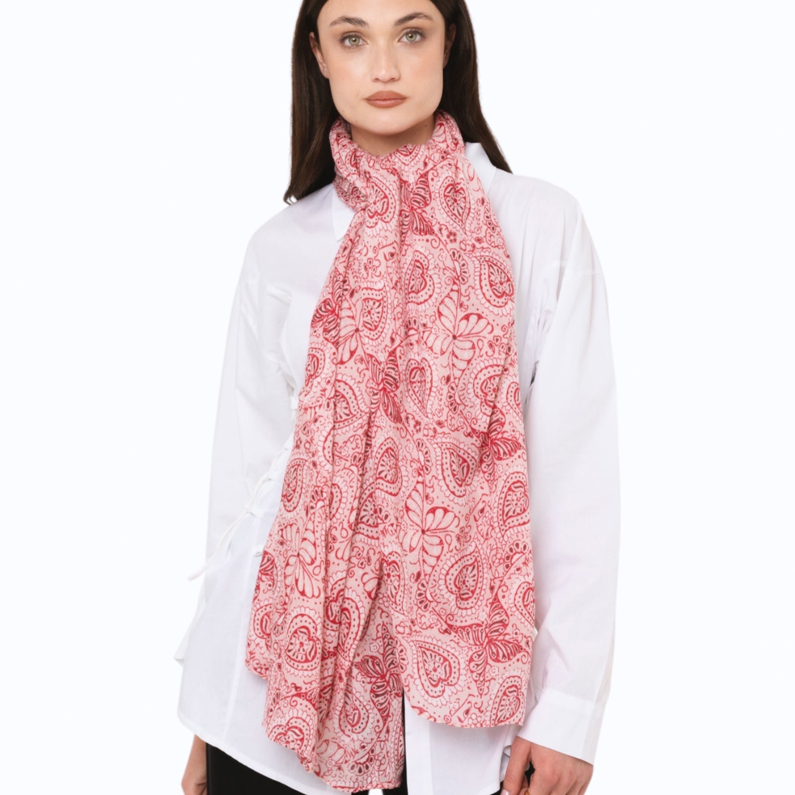 Sciarpa in cotone con stampa tono rosa - Mya Accessories