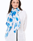 Sciarpa in cotone bianca con stampa a cuori blu - Mya Accessories