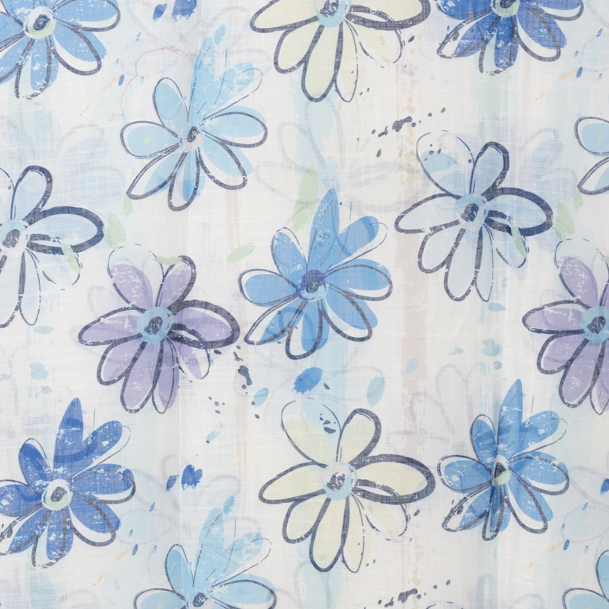 Sciarpa in cotone bianca con stampa a fiori tono blu - Mya Accessories