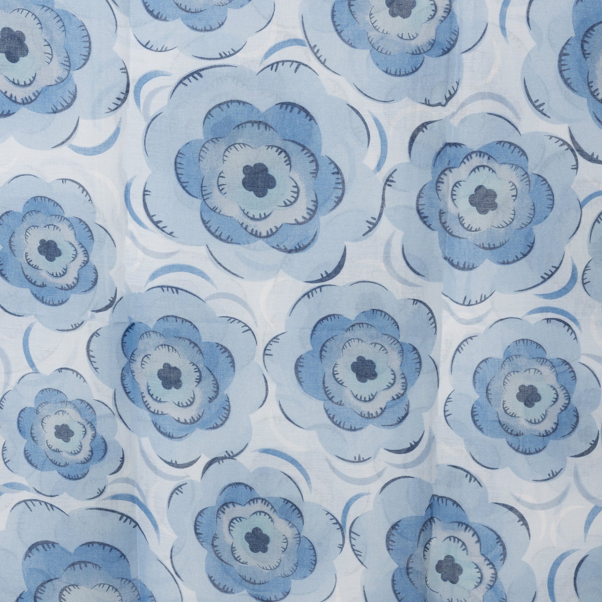 Sciarpa in cotone con motivo a fiori tono blu - Mya Accessories