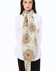 Sciarpa in cotone con motivo a fiori tono verde militare - Mya Accessories