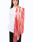 Sciarpa in cotone bianca con stampa tono rosso - Mya Accessories