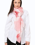 Sciarpa in cotone con stampa a fiore tono rosa - Mya Accessories