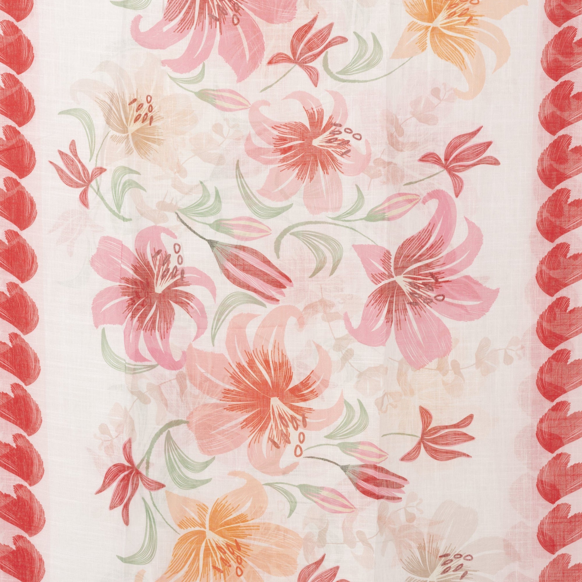 Sciarpa in cotone bianca con stampa floreale tono rosso - Mya Accessories