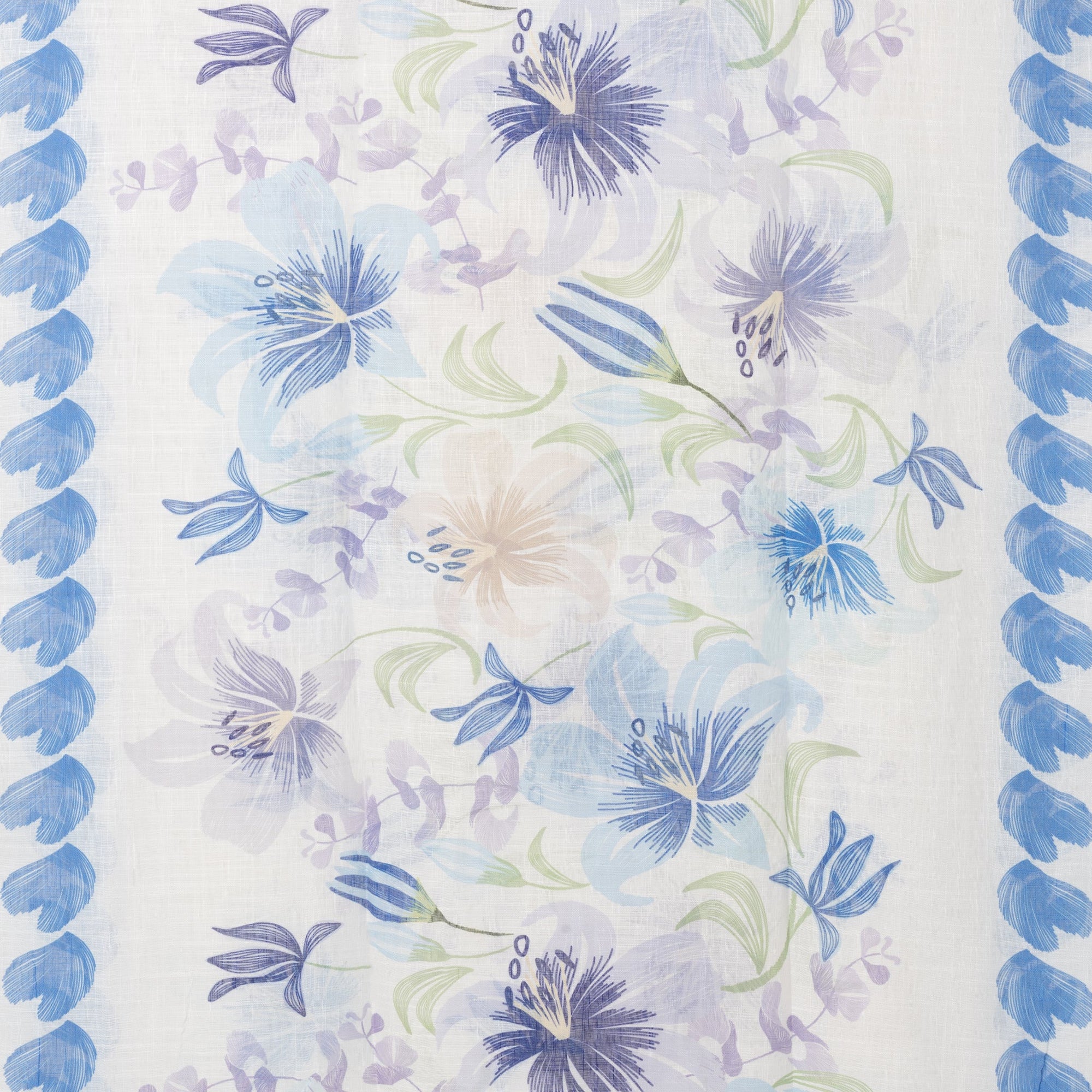 Sciarpa in cotone bianca con stampa floreale tono blu - Mya Accessories