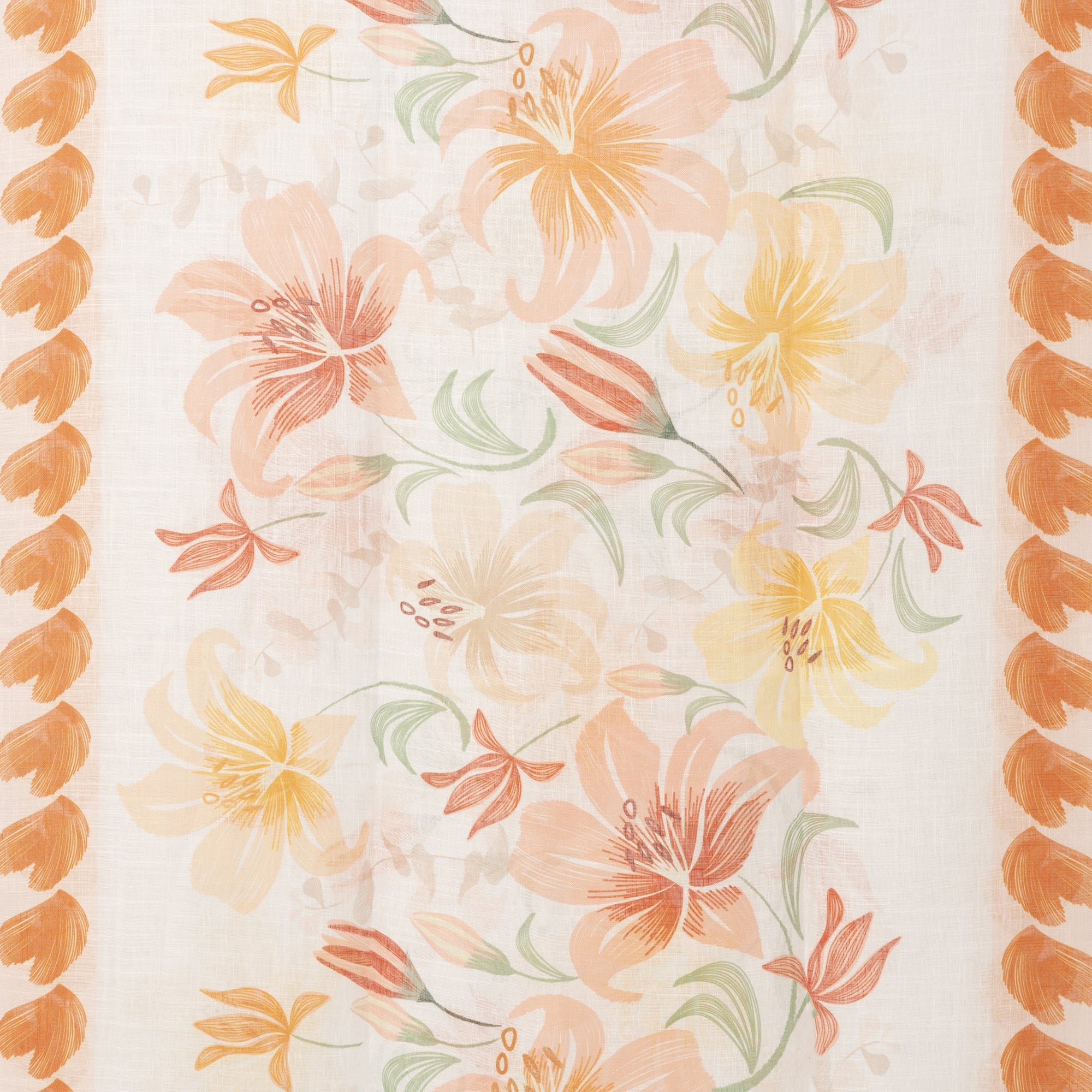 Sciarpa in cotone bianca con stampa floreale tono arancio - Mya Accessories
