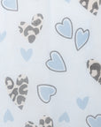 Sciarpa in seta celeste con stampa a cuori animalier - Mya Accessories
