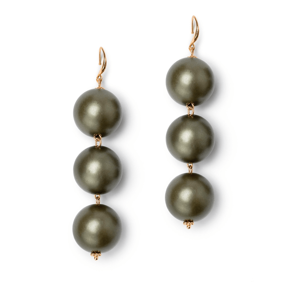 Orecchini balls in acrilico di colore verde militare - Mya Accessories