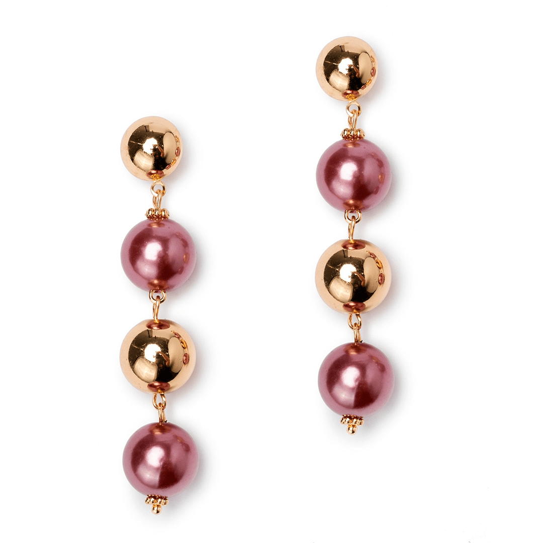 Orecchini balls in acrilico di colore rosa e oro - Mya Accessories