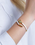 Bracciale in ottone a serpente smaltato bianco con zirconi - Mya Accessories