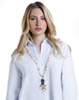 Collana lunga con pietre dure multi arancio con pendente a forma di polipo - Mya Accessories