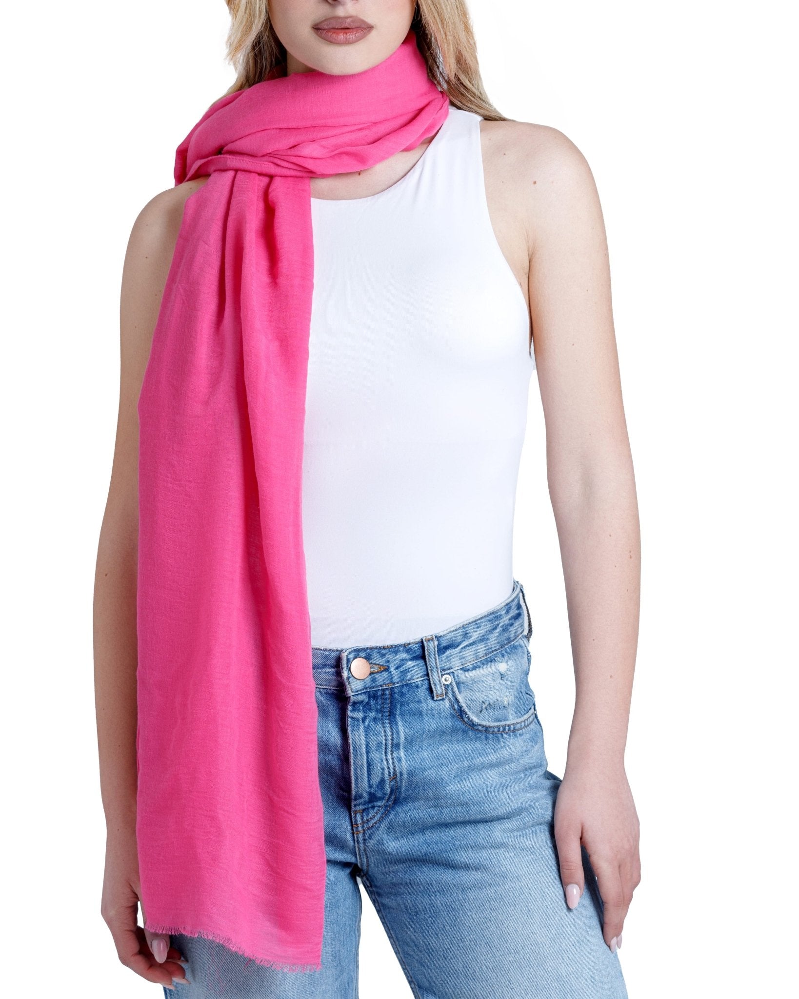 Sciarpa e/o stola in cotone morbido fucsia - Mya Accessories