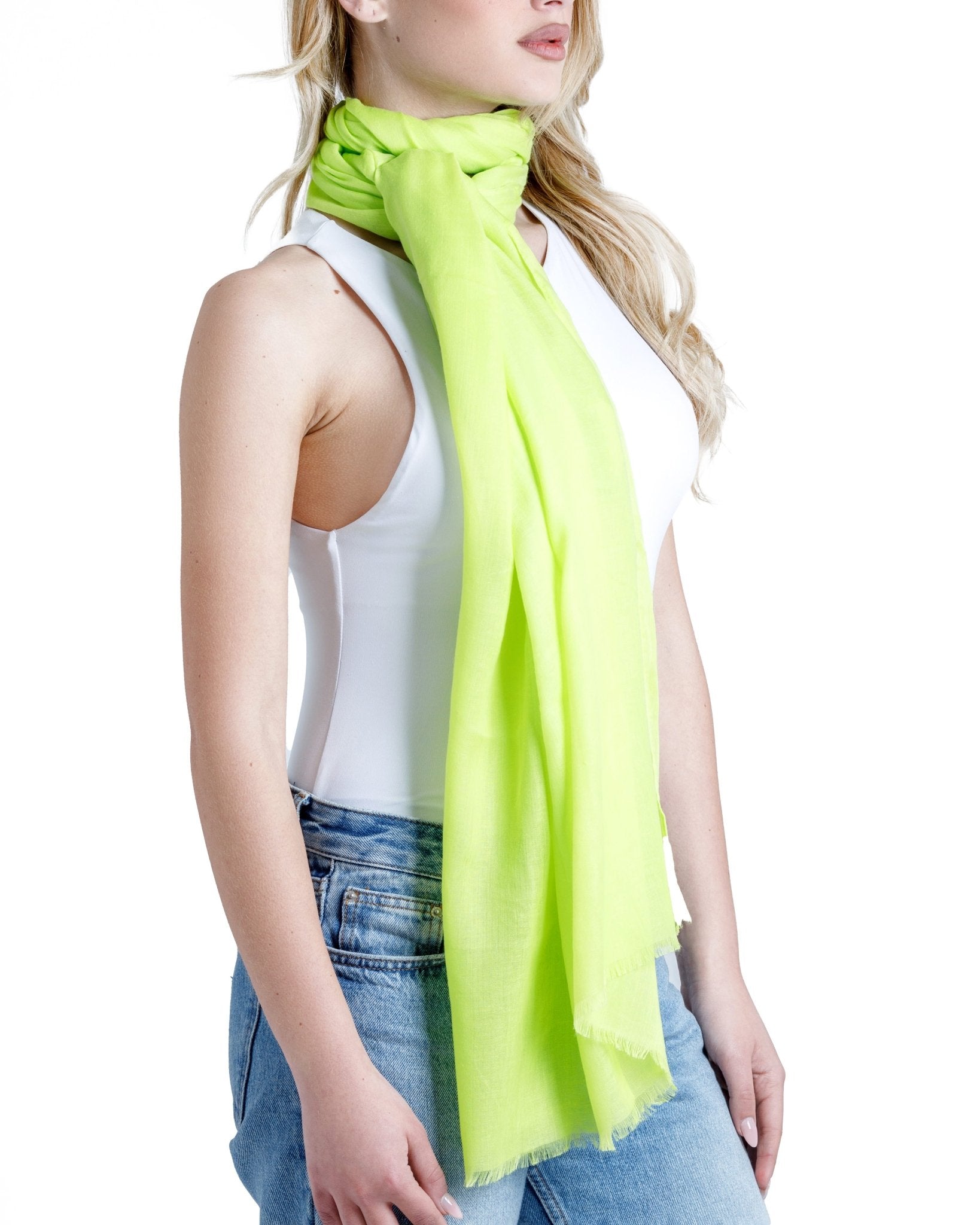 Sciarpa e/o stola in cotone morbido giallo fluo - Mya Accessories