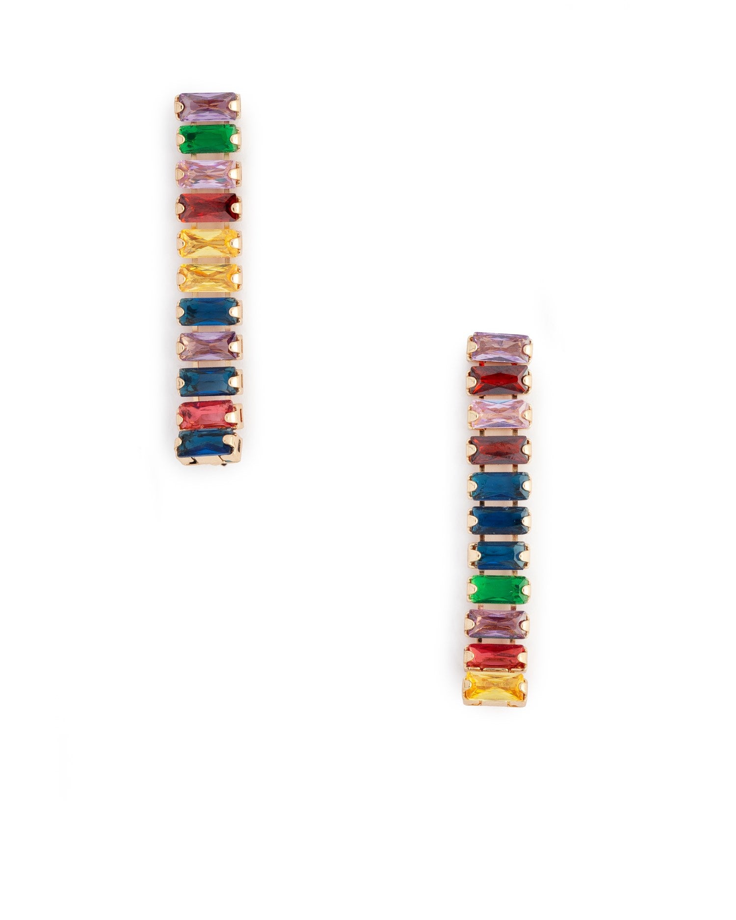 Orecchino pendente con pietre rettangolari in vetro multicolore - Mya Accessories