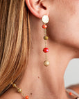 Orecchini pendenti con microcristalli multi arancio - Mya Accessories