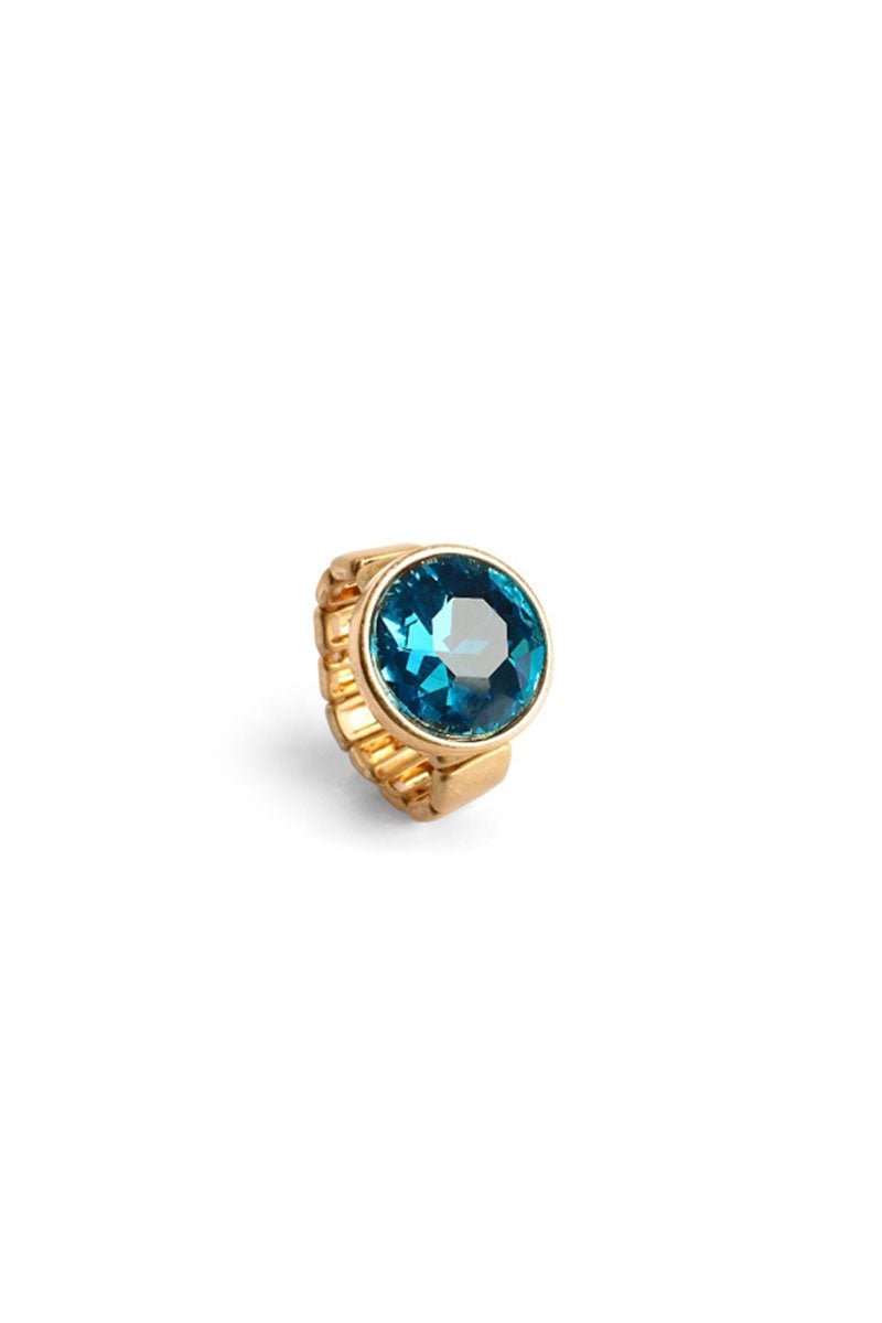 Anello con pietra in vetro azzurra - Mya Accessories