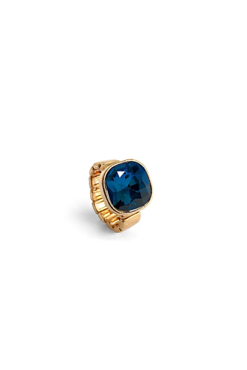 Anello con pietra in vetro blu - Mya Accessories