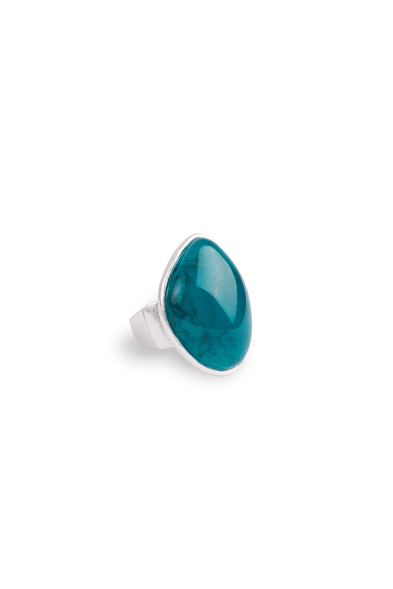 Anello colore argento con pietra blu - Mya Accessories
