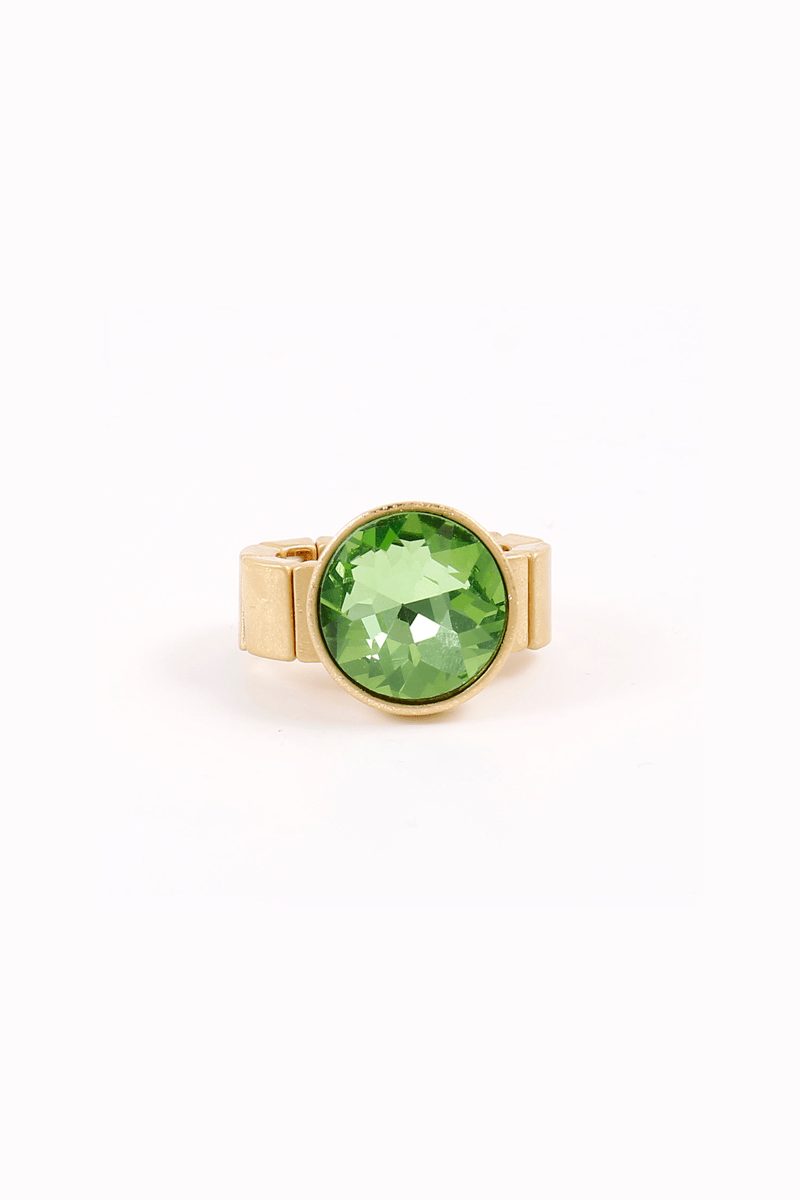 Anello con pietra in vetro tonda verde - Mya Accessories
