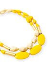 Collana a due fili, con inserti in resina giallo e beige - Mya Accessories