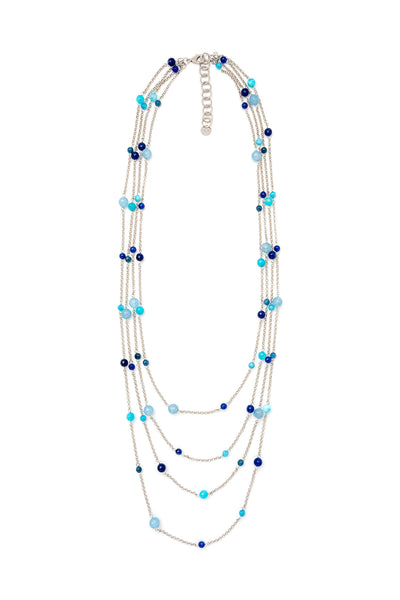 Collana multifilo lunga con pietre sui toni blu - Mya Accessories