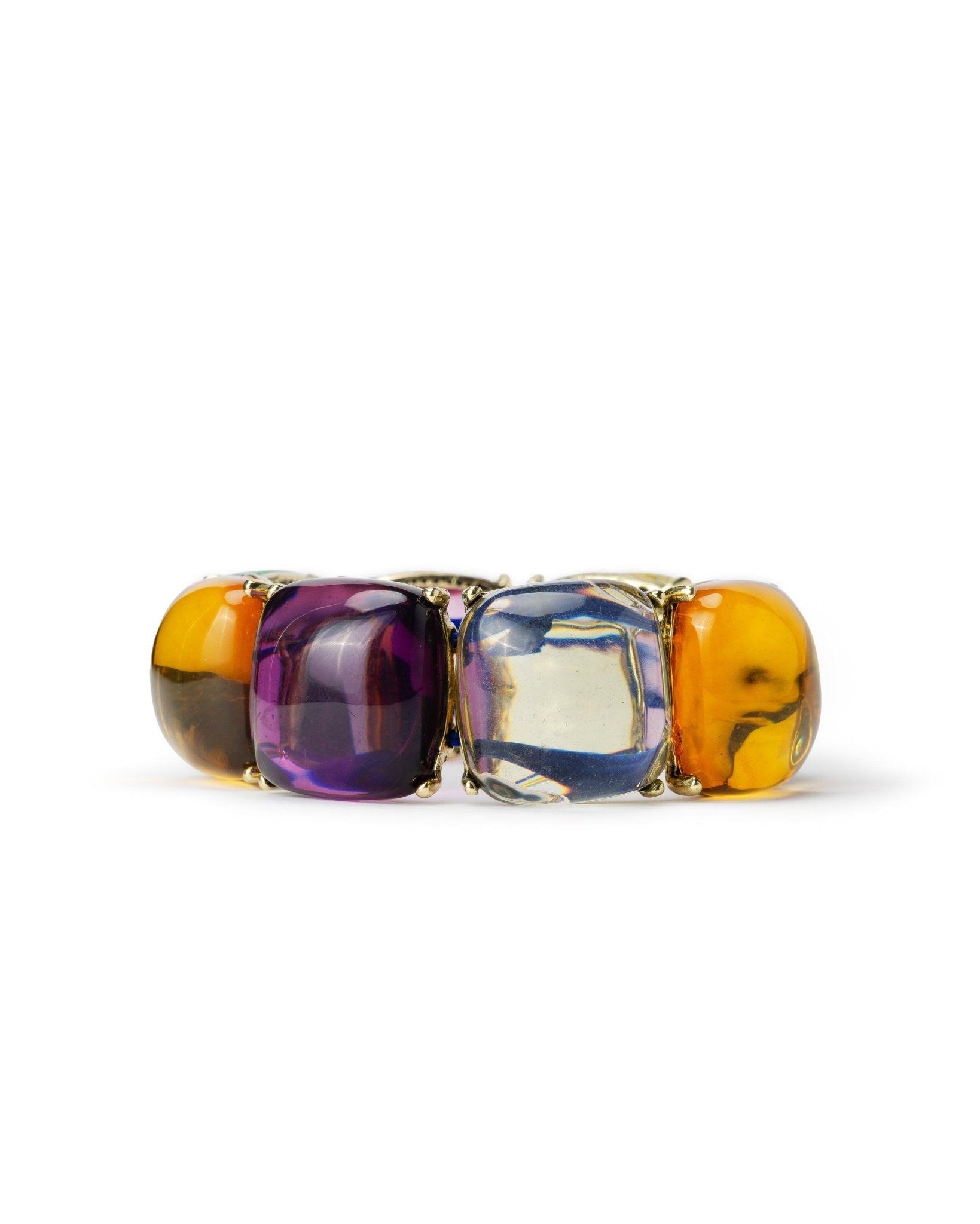 Bracciale in metallo con pietre in resina trasparente multicolore - Mya Accessories