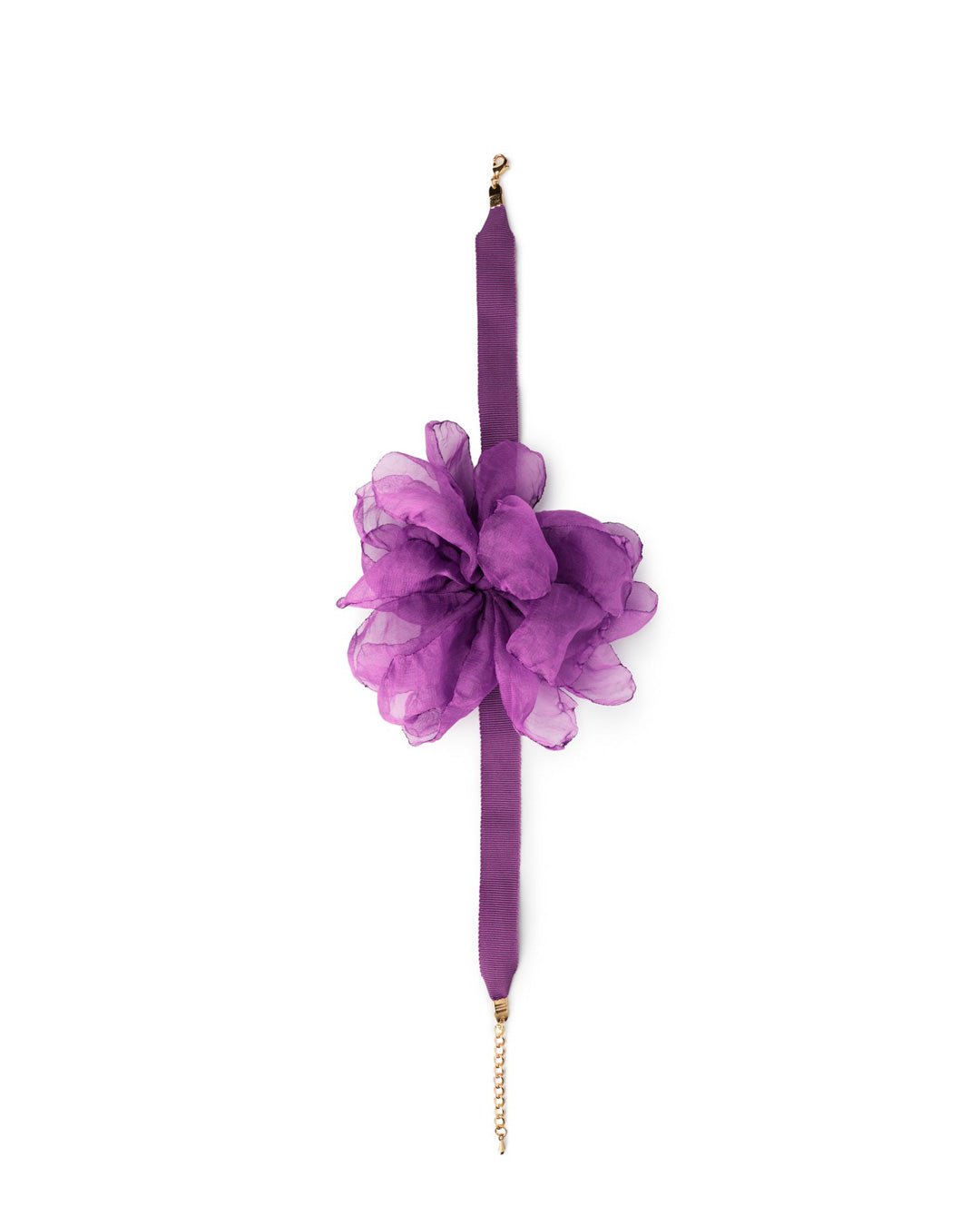 Collana chocker in tessuto con fiore in cotone viola - Mya Accessories