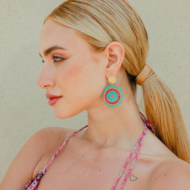Orecchino con perline turchese e corallo - Mya Accessories
