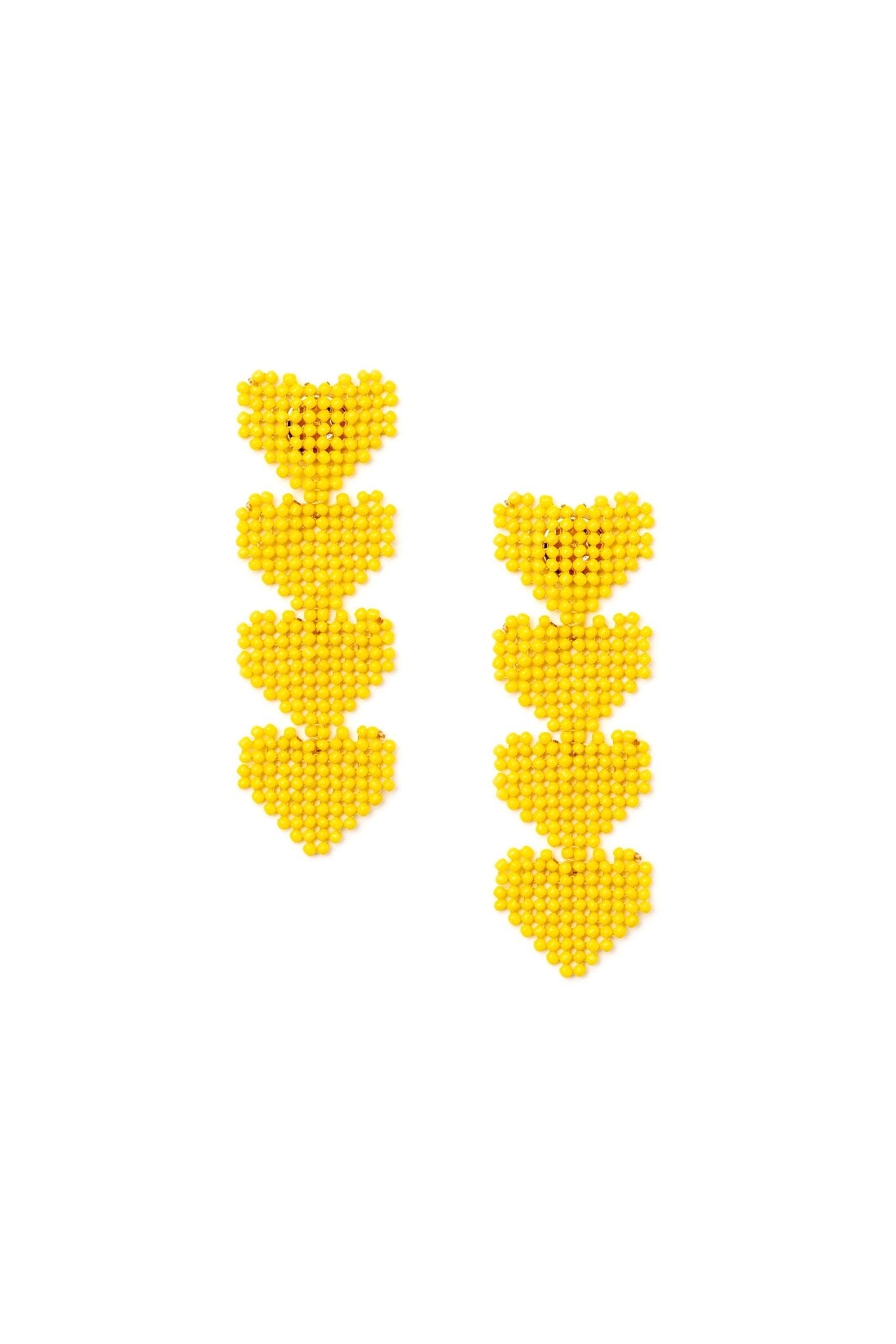 Orecchino pendente con quattro cuori giallo - Mya Accessories